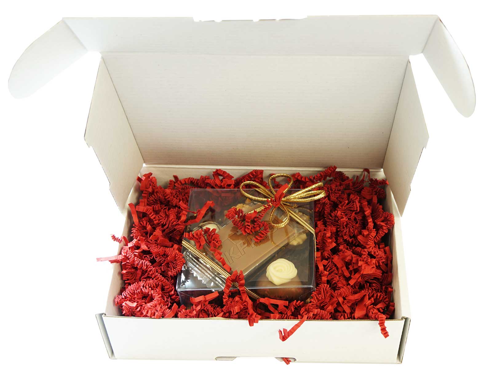 Versandbox für Mailing mit Pralinenbox als Einzelversand.