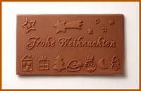 Frohe Weihnachten Tafel mit Sternen und Weihnachtsmotiven und Logo als Kundengeschenk