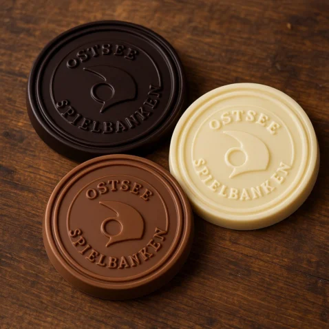 3 runde schokoladen in verschiedenen Geschmacksrichtungen