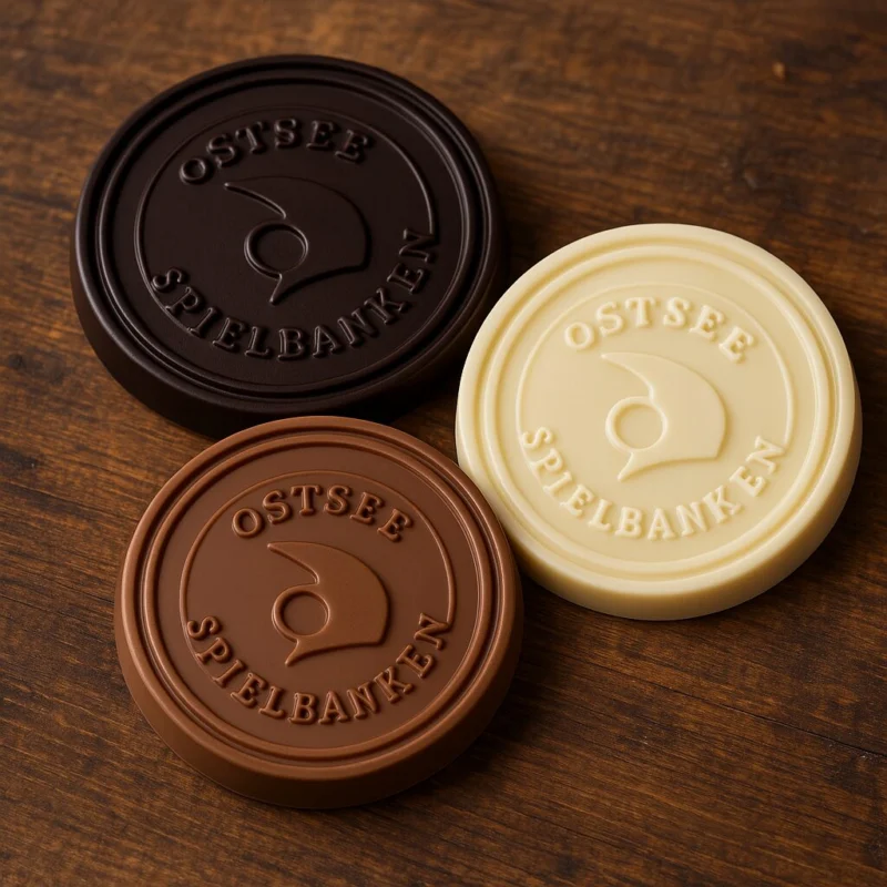 3 runde schokoladen in verschiedenen Geschmacksrichtungen