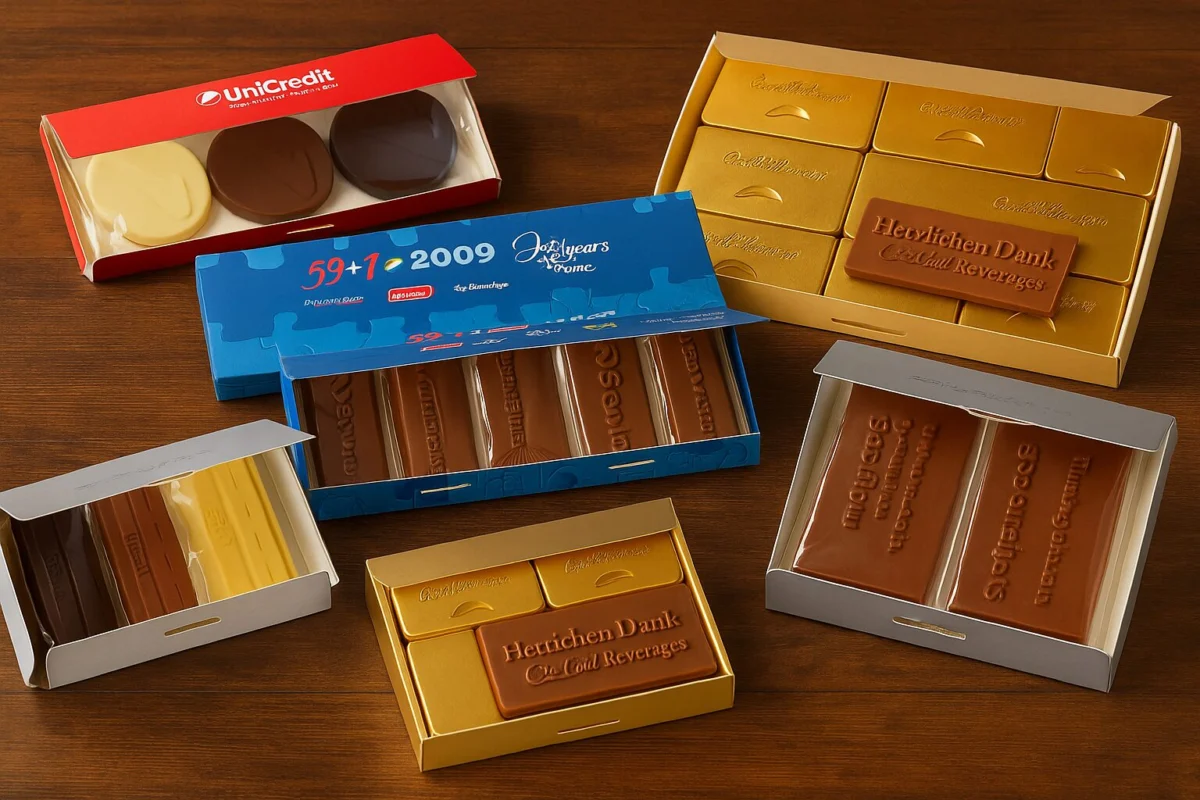 Schachteln mit mehreren Schooladen in verschiedenen Azahl und Geschmacksrichtungenv