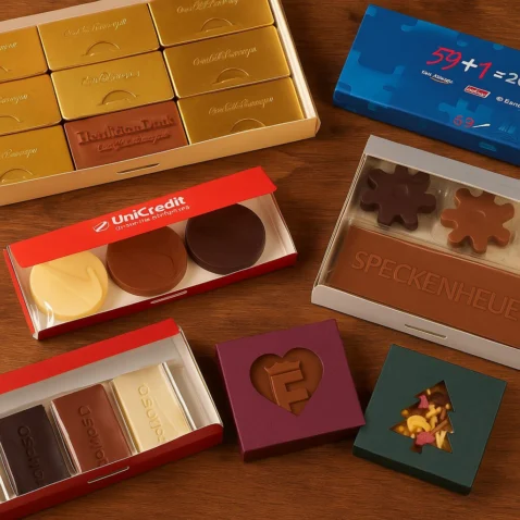 Schachteln mit mehreren Schooladen in verschiedenen Azahl und Geschmacksrichtungen
