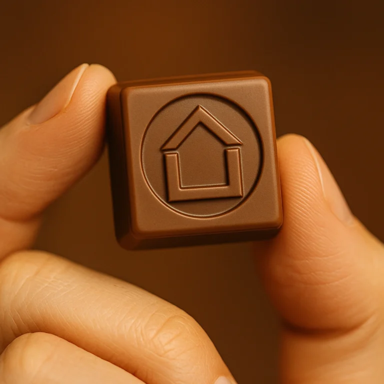 Detailverliebte Werbeschokolade als Ausdruck von Wertschätzung.