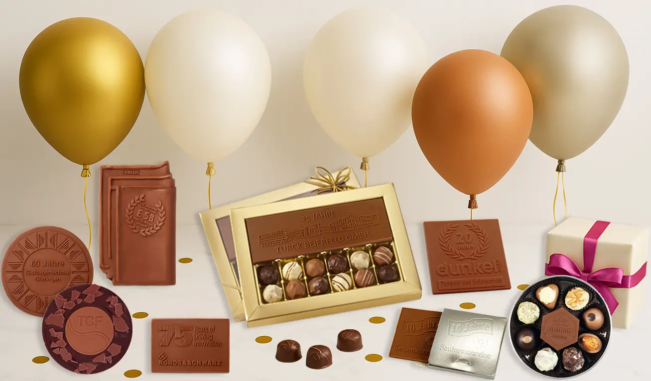 Kategorie Anlässe Firmenjubiläum Schokolade Logo