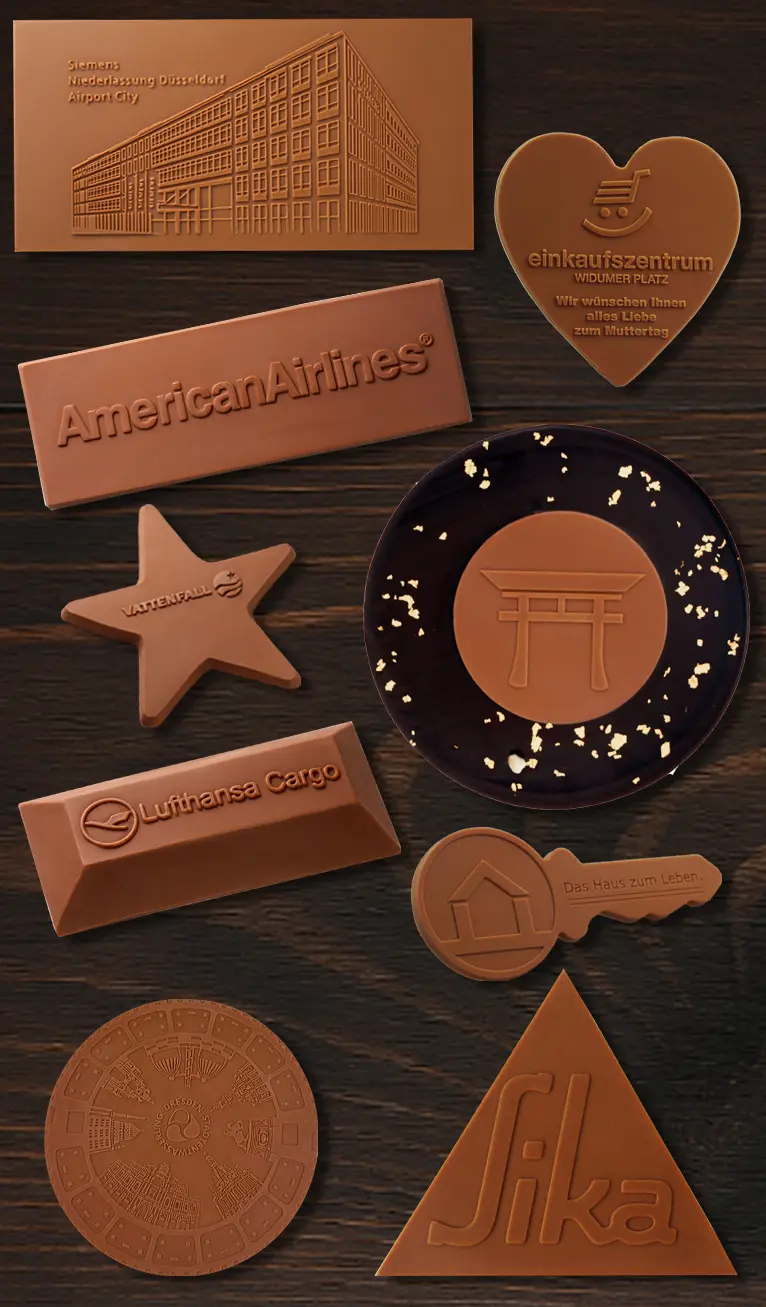 Kategorie Werbeschokolade flache Schokolade Sonderformen