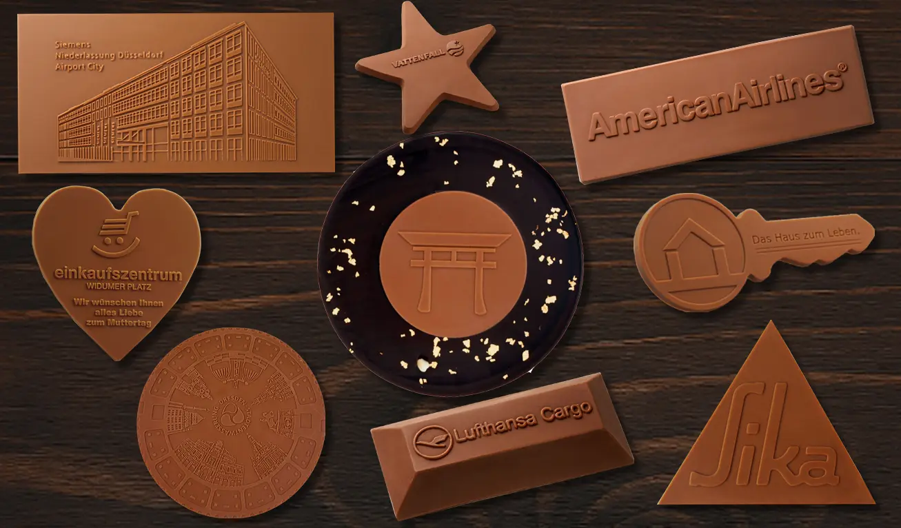 Kategorie Werbeschokolade flache Schokolade Sonderformen