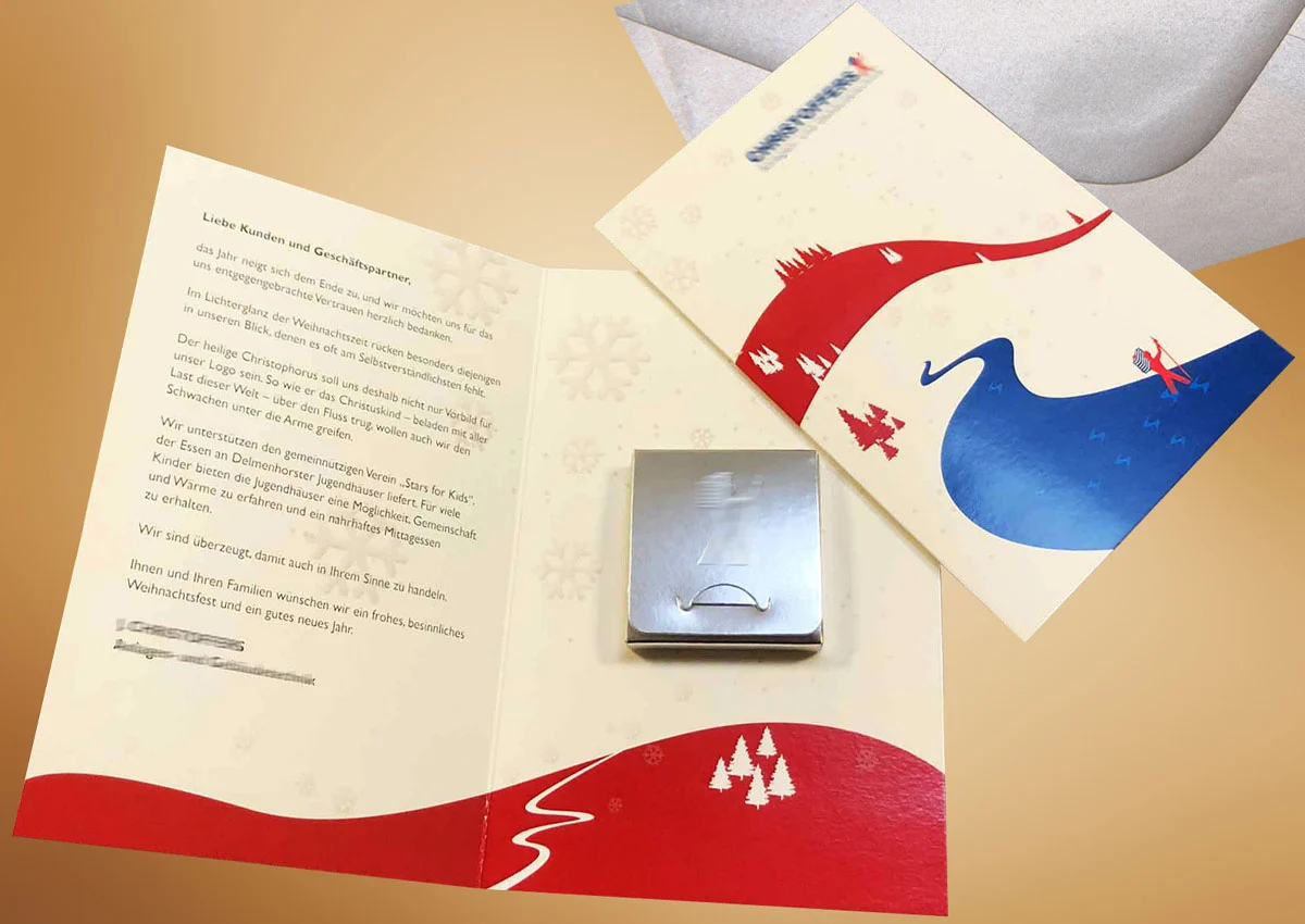 Schoko-Grußkarten mit Firmenlogo